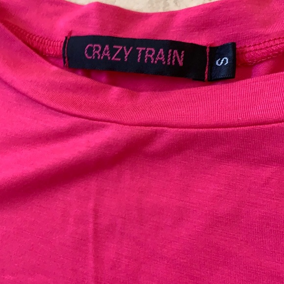 EUC Crazy Train PINK tie knot short sleeve top tunic size small -oversized - Picture 6 of 7